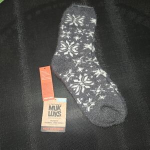 Muk Luks Charcoal Snowflake Crew Socks